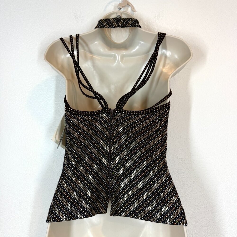 St John Top Vintage Wool Sparkle Brown Gold Party Retro Disco Small READ - Picture 6 of 12